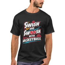 Swish en swoosh met basketbal, sport T-shirts