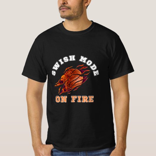 Swish Mode On Fire, basketbaltypografie T-shirt (Voorkant)