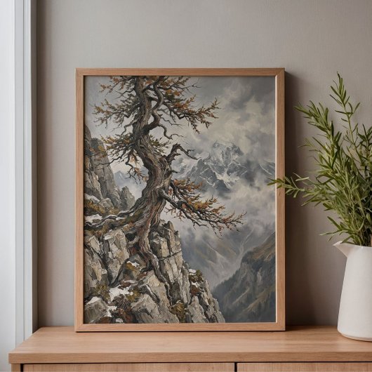 Swiss Alps Eiger Larch Tree Art Canvas Afdruk