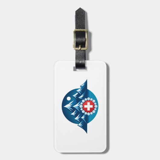 Swiss Alps Illustration Bagagelabel (Voorkant verticaal)