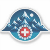Swiss Alps Illustration Sticker (Voorkant)