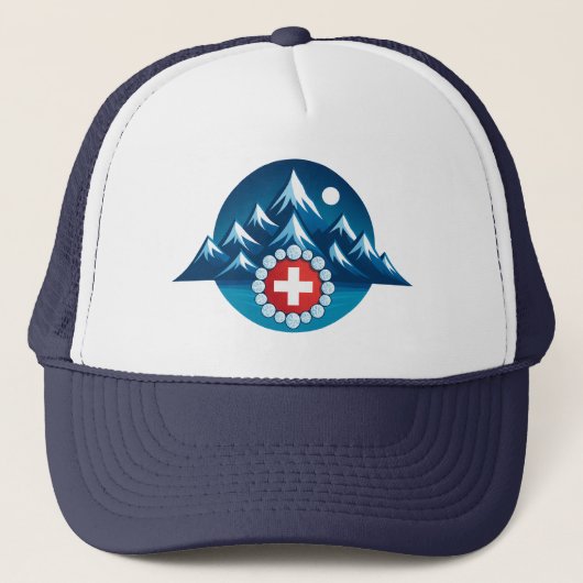 Swiss Alps Illustration Trucker Pet (Voorkant)