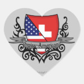 Swiss-American Shield Flag Hart Sticker (Voorkant)