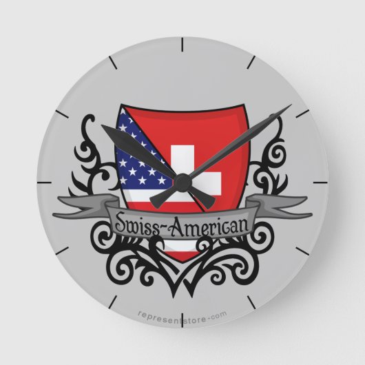 Swiss-American Shield Flag Ronde Klok (Voorkant)