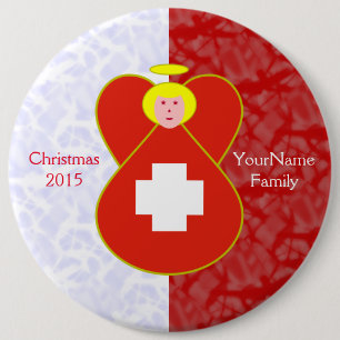Swiss Angel Blonde Hair, onder druk van de vlag Ronde Button 6,0 Cm
