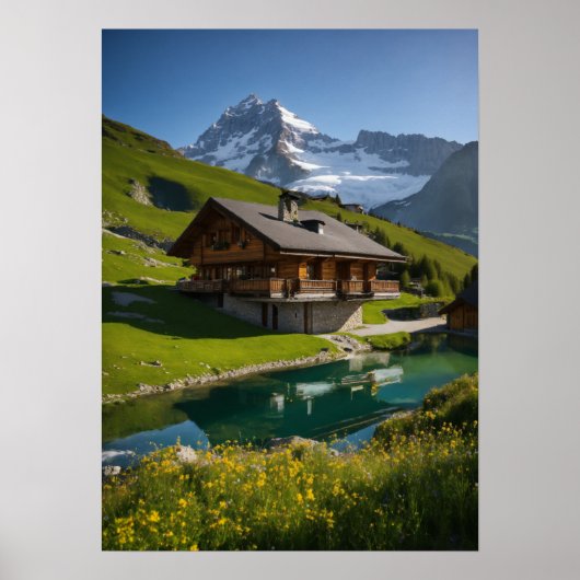 Swiss Chalet Vibes – brandstof voor uw reis Poster (Voorkant)