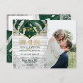 Swiss Cheese Leaf String Light Lace Gold Save Datu Briefkaart (Voorkant / Achterkant)