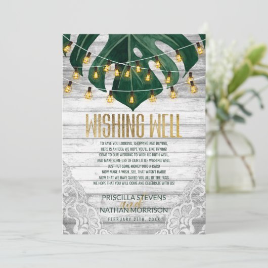 Swiss Cheese Leaf String Lights Kant die goed wens Kaart (Staand voorkant)