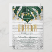 Swiss Cheese Leaf String Lights Kant Gouden Verjaa Kaart (Voorkant)