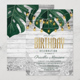 Swiss Cheese Leaf String Lights Kant Gouden Verjaa Kaart