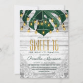 Swiss Cheese Leaf String Lights Lace Gold Sweet 16 Kaart (Voorkant)