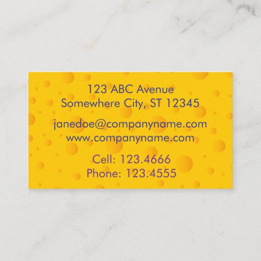 Swiss Cheezy Texture Pattern Visitekaartje (Achterkant)