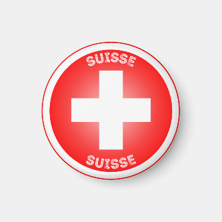 Swiss Cross Suisse Circle Shape Magneet