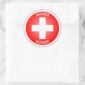 Swiss Cross Suisse Circle Shape Ronde Sticker (Tas)