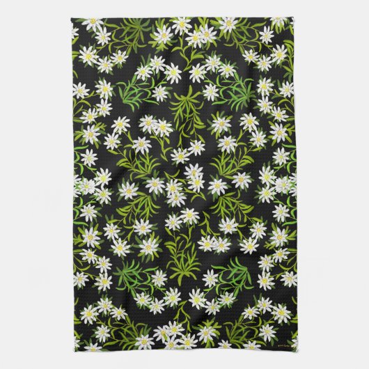 Swiss Edelweiss Alpine Flowers Kitchen Towel Theedoek (Verticaal)