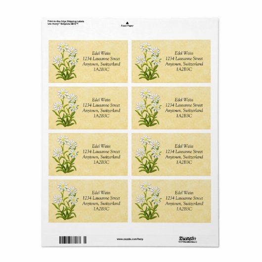 Swiss Edelweiss Flowers  Label (Full Sheet)