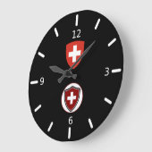 Swiss flag-coat arms large clock grote klok (Hoek)