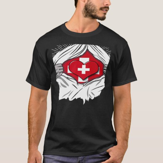Swiss flag home of Switzerland T-shirt (Voorkant)