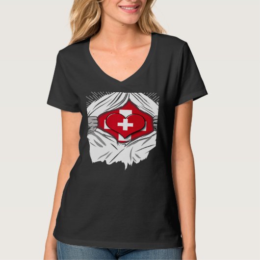 Swiss flag home of Switzerland T-shirt (Voorkant)