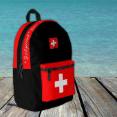 Swiss Flag rugzak, Zwitserland, patriot zwart Bedrukte Rugzak