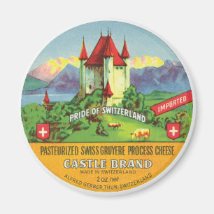 Swiss Gruyere Cheese Zwitserland Castle Imported Magneet