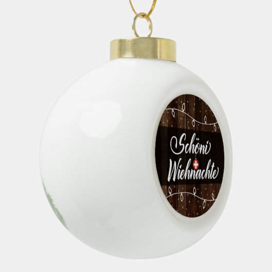 Swiss Merry Kerstmis, Schöni Wiehnachte Keramische Bal Ornament (Links)