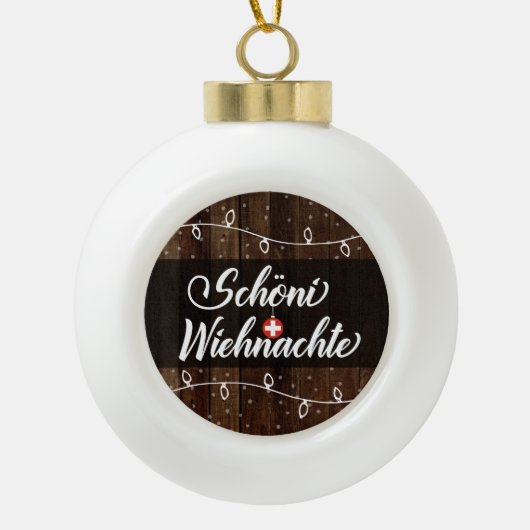 Swiss Merry Kerstmis, Schöni Wiehnachte Keramische Bal Ornament (Voorkant)