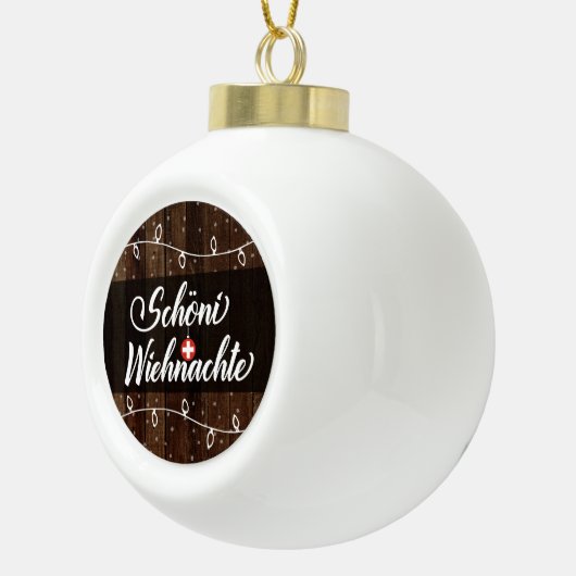 Swiss Merry Kerstmis, Schöni Wiehnachte Keramische Bal Ornament (Rechts)
