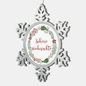 Swiss Merry Kerstmis Wreath, Schöni Wiehnachte Tin Sneeuwvlok Ornament (Rechts)