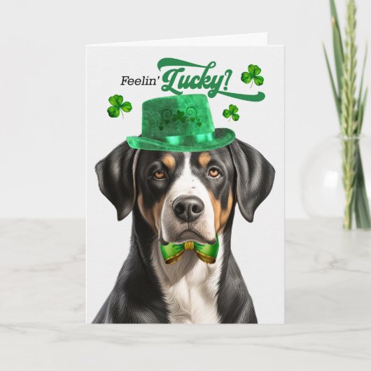 Swiss Mountain Dog Feelin' Lucky St Patrick's Day Feestdagen Kaart (Voorkant)