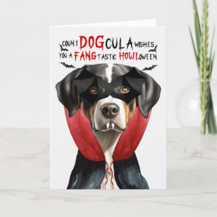 Swiss Mountain Dog Funny Count DOGcula Halloween Feestdagen Kaart