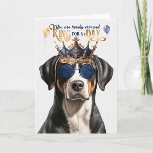 Swiss Mountain Dog King voor Dag Grappige Verjaard Kaart (Voorkant)