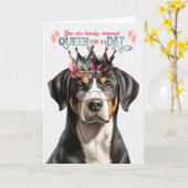 Swiss Mountain Dog Koningin Dag Grappige Verjaarda Kaart (Gele Bloem)