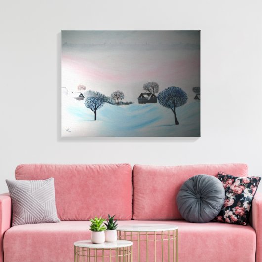 Swiss Opus 3 Winter Scene Village Blizzard Canvas Afdruk (Insitu (Woonkamer))