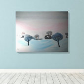 Swiss Opus 3 Winter Scene Village Blizzard Canvas Afdruk (Insitu (Houten vloer))