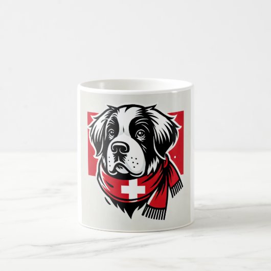 Swiss Saint Bernard Mug with Swiss Flag Scarf Koffiemok (Center)