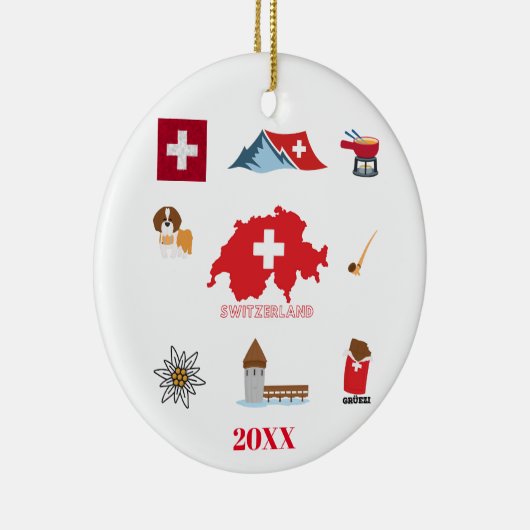 Swiss Souvenir Combo Keramisch Ornament (Rechts)