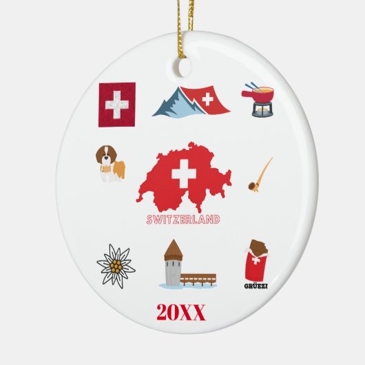 Swiss Souvenir Combo Keramisch Ornament (Links)