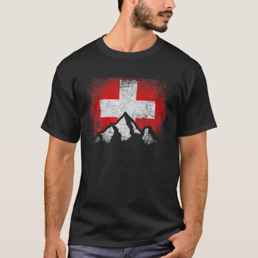 Swiss Switzerland Flag Mountain Ski Winter Gift Co T-shirt (Voorkant)
