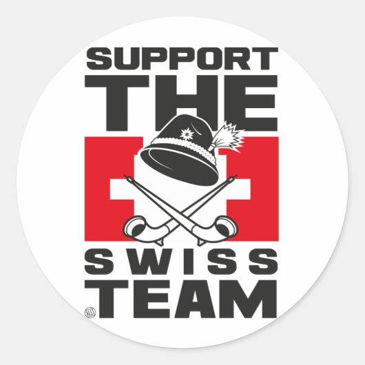 SWISS TEAM RONDE STICKER (Voorkant)