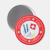 Swiss Travel Souvenir Red Refkoelkast Magnet (Voorkant / Achterkant)