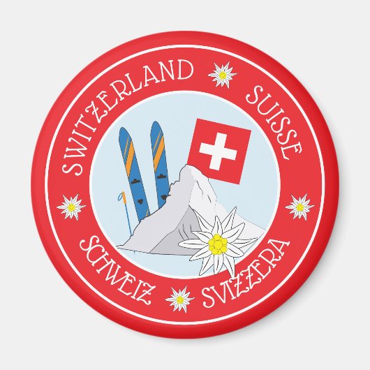 Swiss Travel Souvenir Red Refkoelkast Magnet (Voorkant)