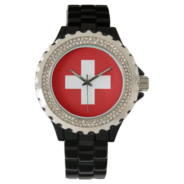 Swiss Watch - De vlag van Zwitserland Horloge (Voorkant)
