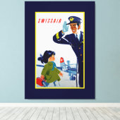 Swissair Little Girl Canvas Afdruk (Insitu (Houten vloer))