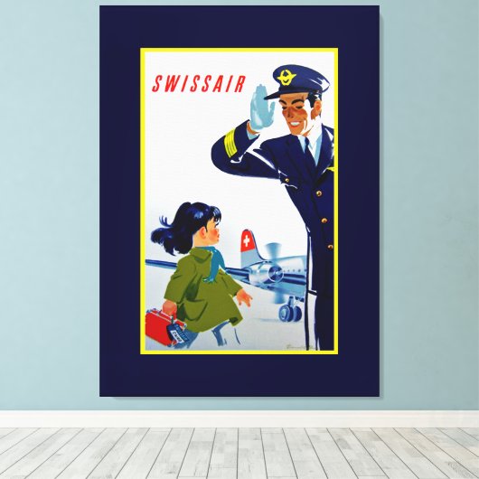 Swissair Little Girl Canvas Afdruk (Insitu (Houten vloer))