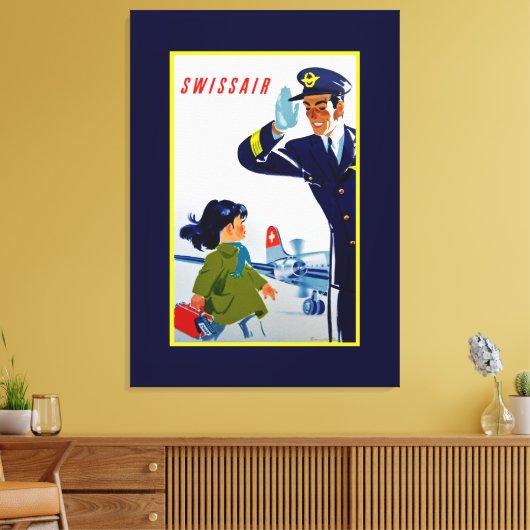 Swissair Little Girl Canvas Afdruk (Insitu (Woonkamer))