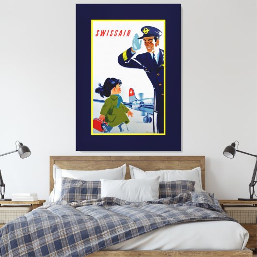 Swissair Little Girl Canvas Afdruk (Insitu (Slaapkamer))