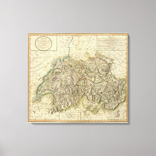 Swisserland - Zwitserland Atlas Map Canvas Afdruk