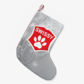 Swissy op Sneeuwkerststaart Kleine Kerstsok (Voorkant (Hangend))