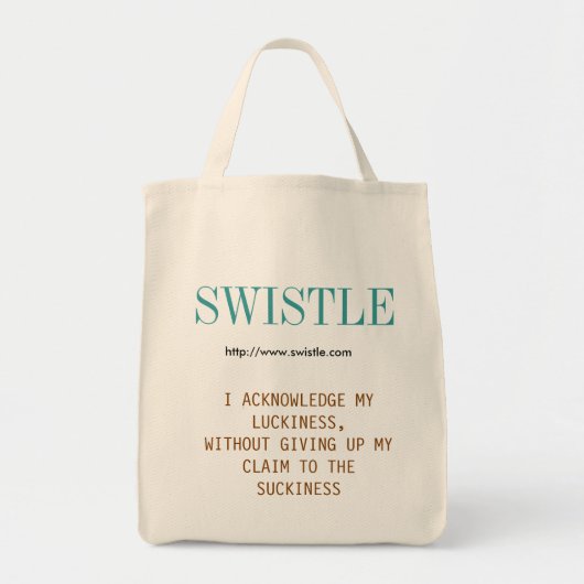 Swistle blog slogan tas, blauw-groen en bruin tote bag (Voorkant)